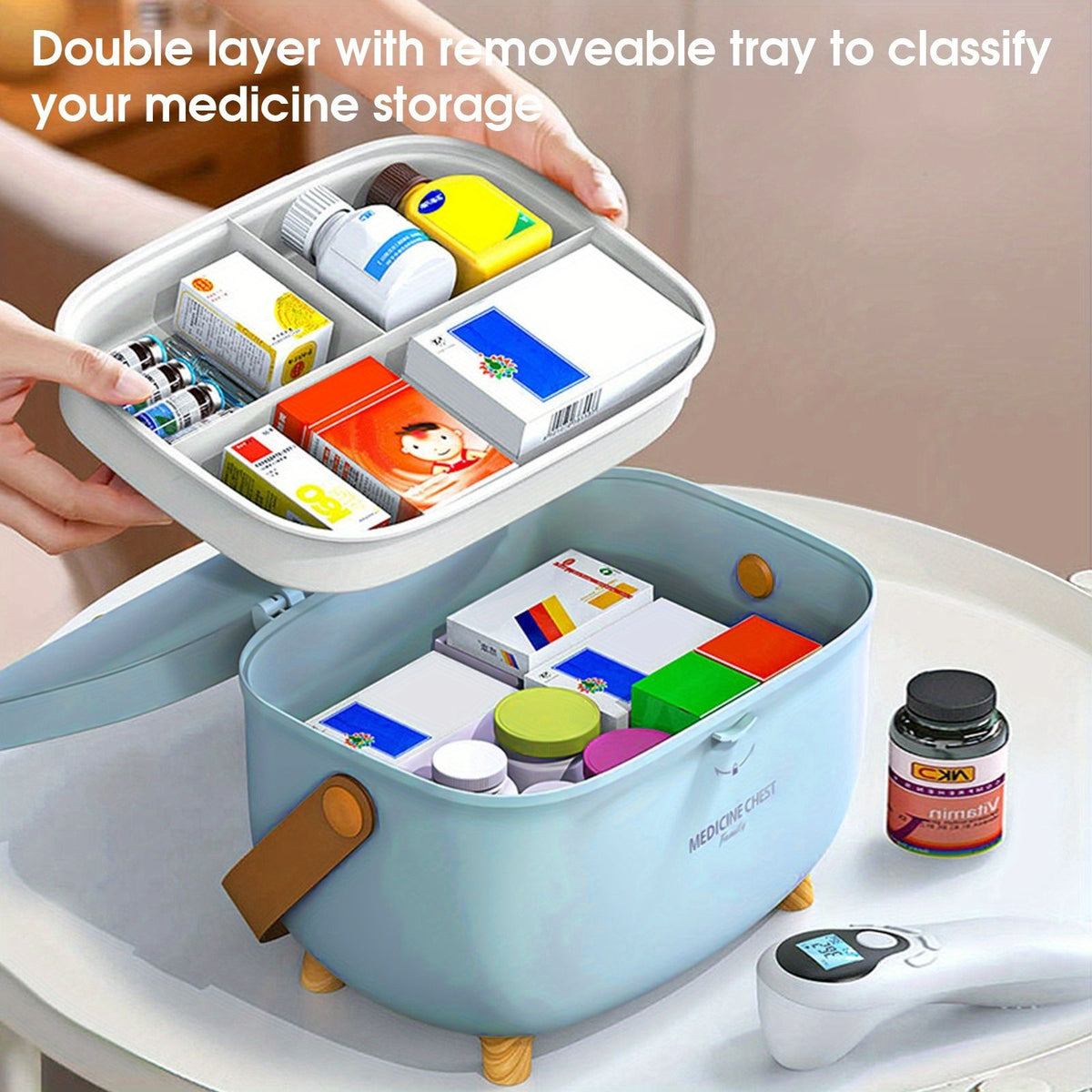 Multi-Layer Medicine Storage Box with Handle