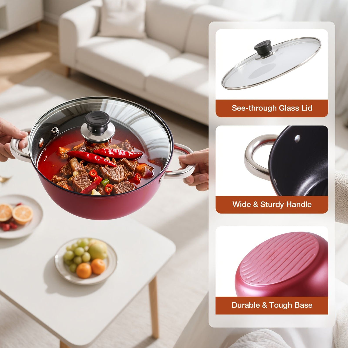 Non Stick Stone Derived Cooking Pot for Induction