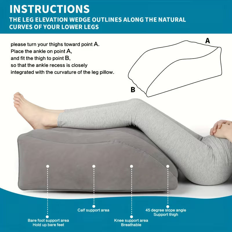 Inflatable Leg Pillow Microfiber Grey