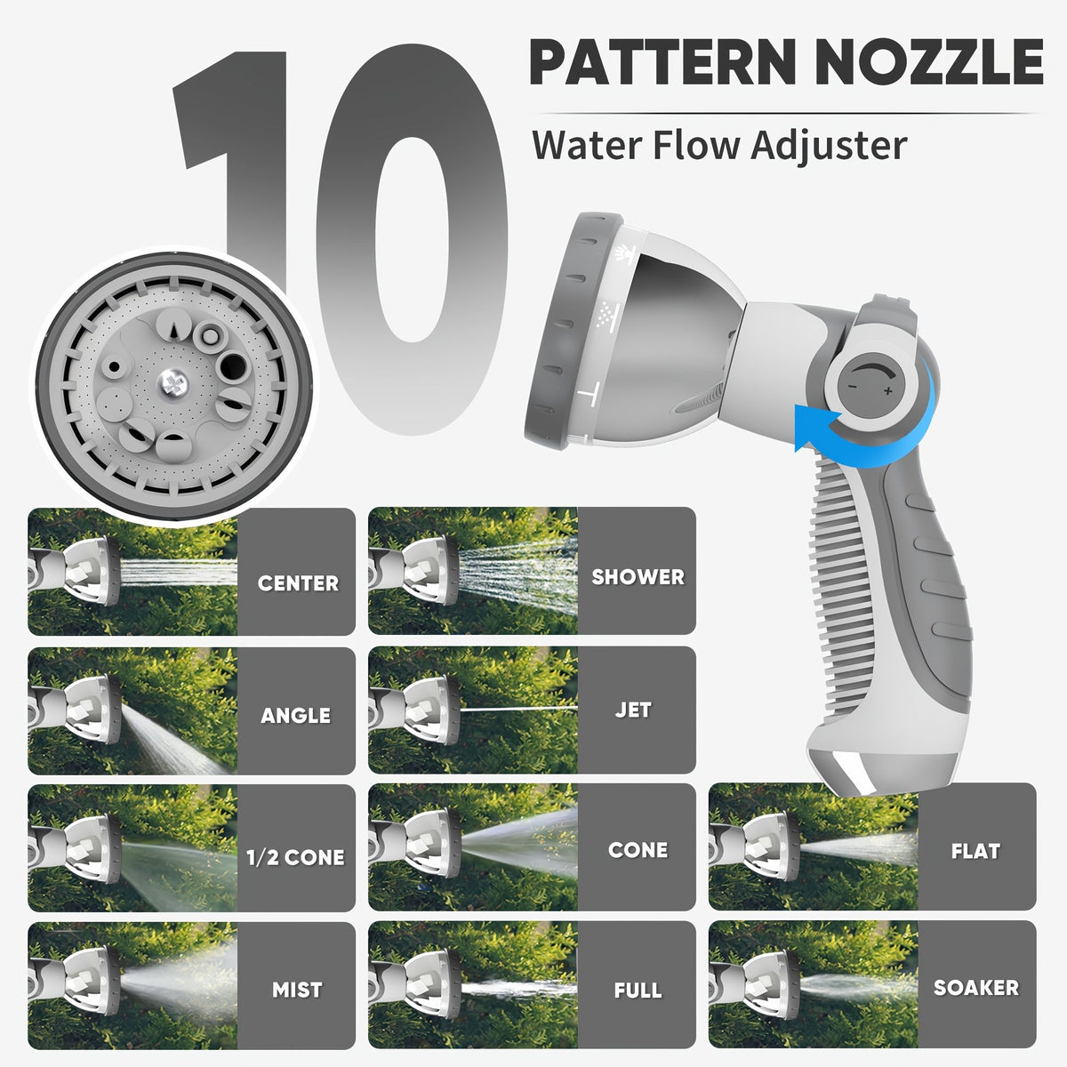 Retractable Garden Hose Reel with 10-Pattern Nozzle