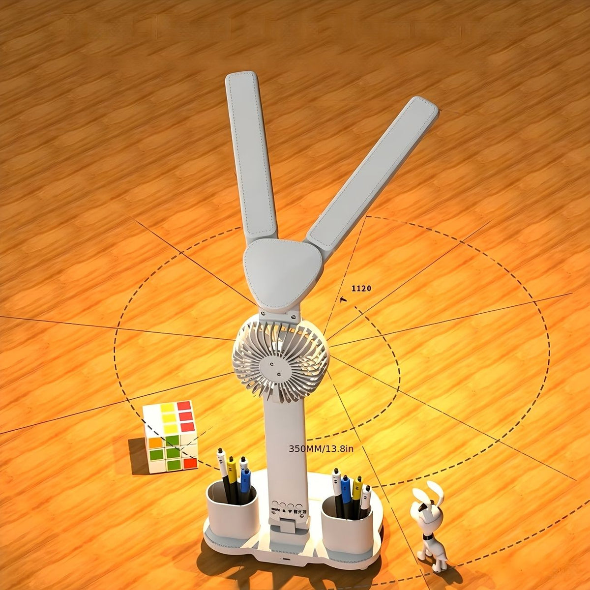LED Desk Lamp with Cooling Fan and Pen Holders