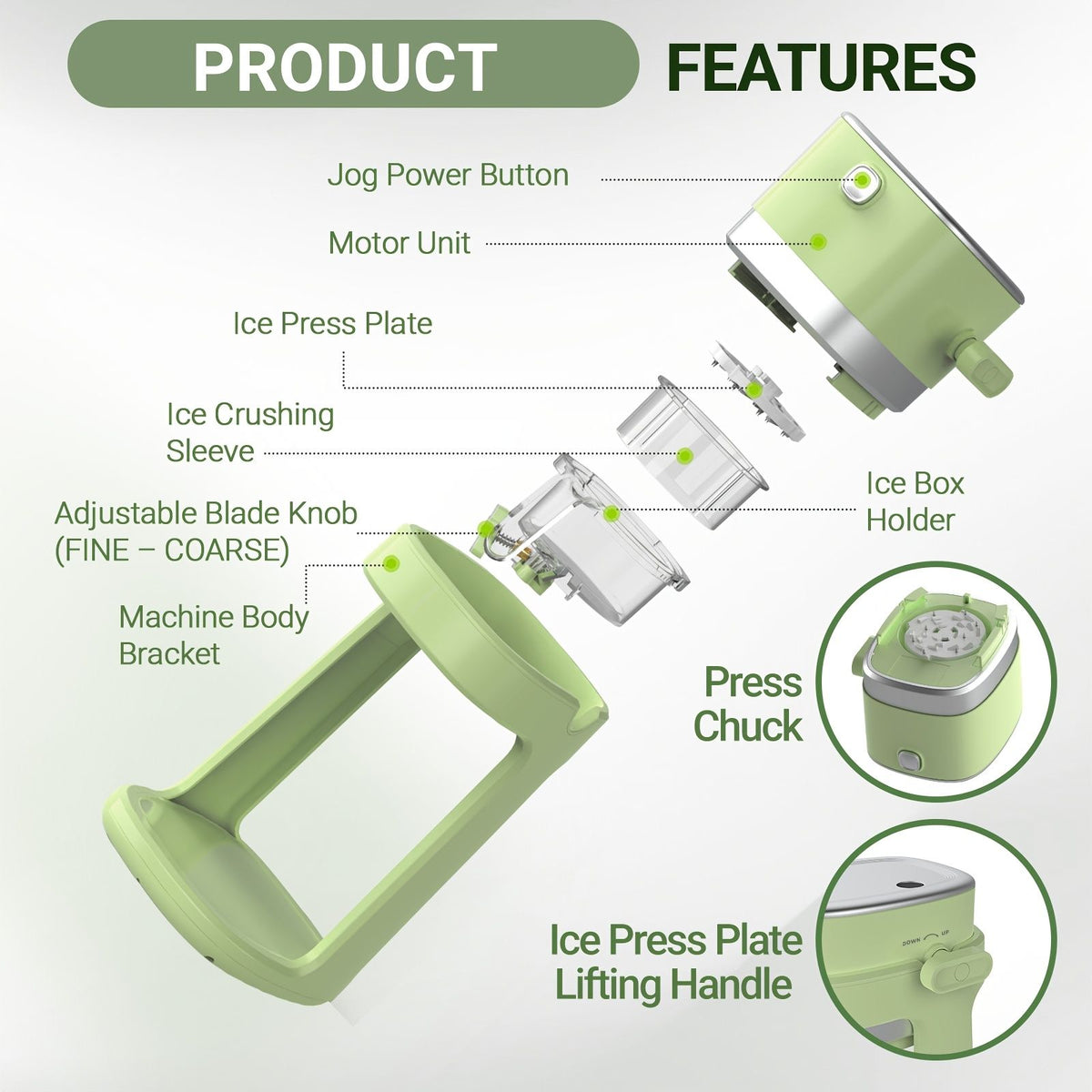 Adjustable Button Ice Crusher Machine
