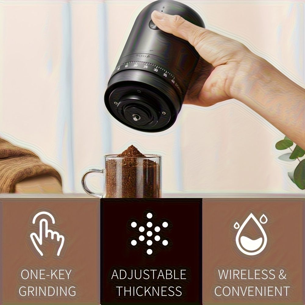 Rechargeable Portable Burr Coffee Grinder with Adjustable Settings