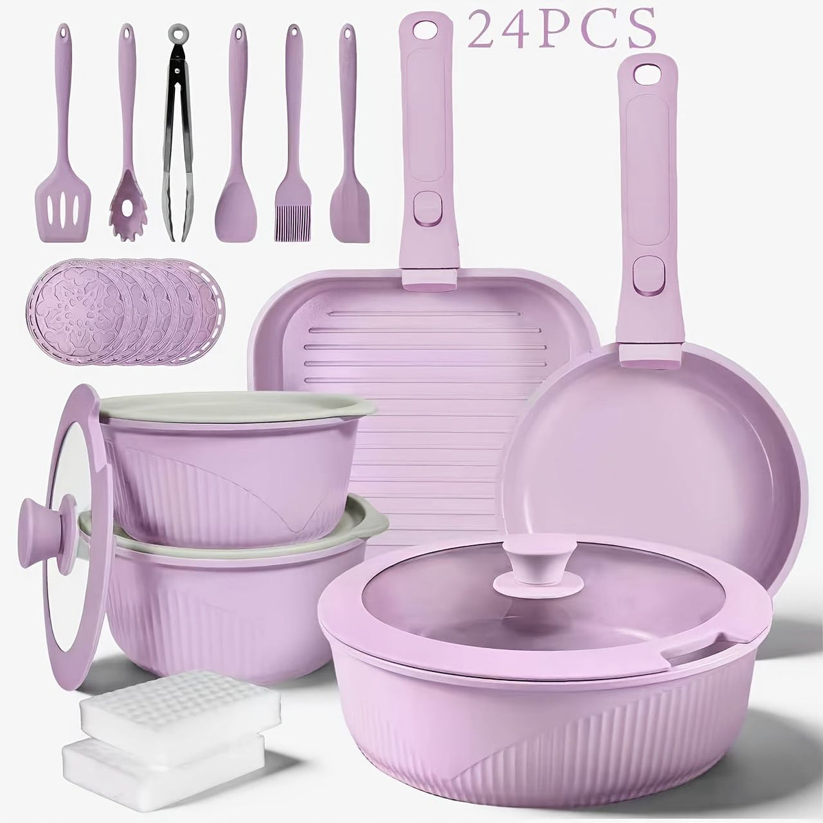 Non Stick Cookware Set with Detachable Handles