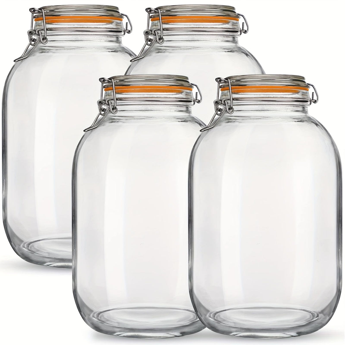 4-Pack 1-Gallon Glass Mason Jars with Airtight Hinged Lids