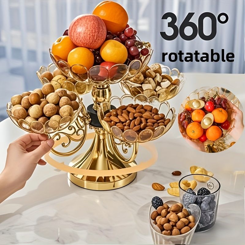 Rotating Multi-Layer Five-Plate Crystal Fruit Plate