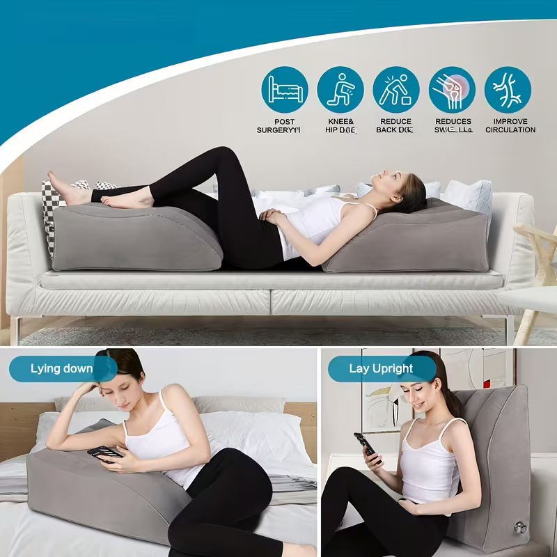 Inflatable Leg Pillow Microfiber Grey