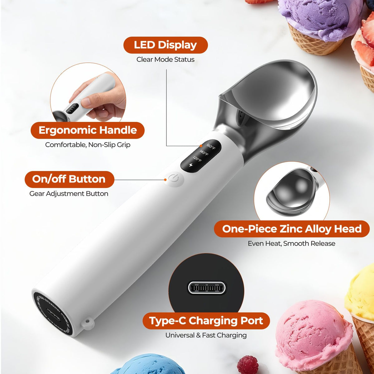 Electric Heated Ice Cream Scoop with 3 Temperature Settings