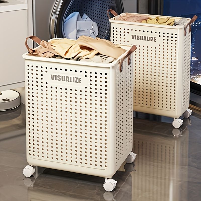 Rolling Laundry Cart With Lid And Handles
