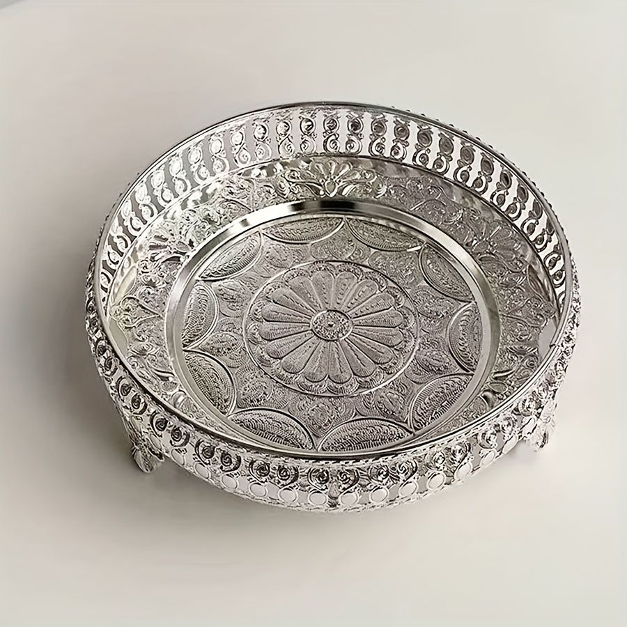 Flower-Shaped Metal Decorative Fruit Bowl and Service Plate