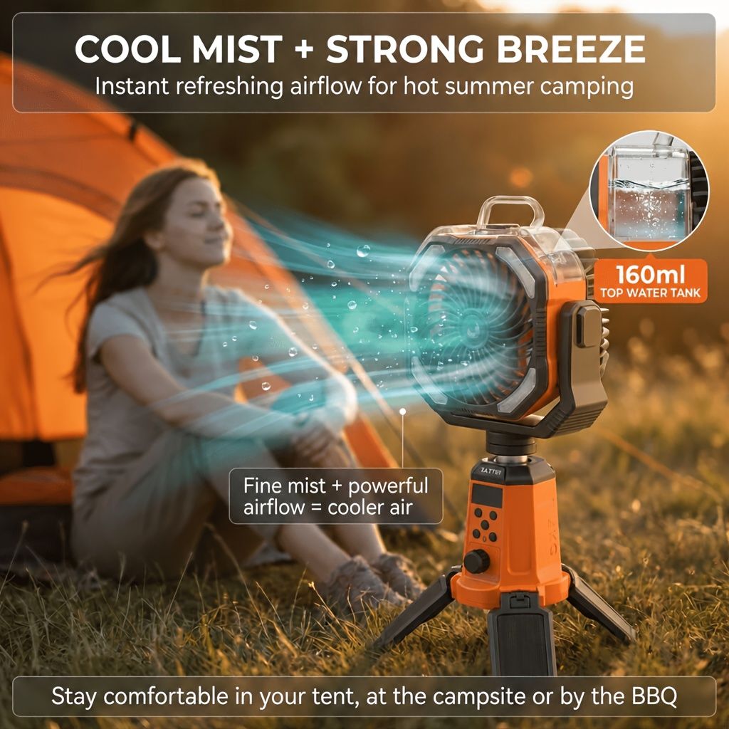 Portable Camping Fan Humidifier Lantern Power Bank