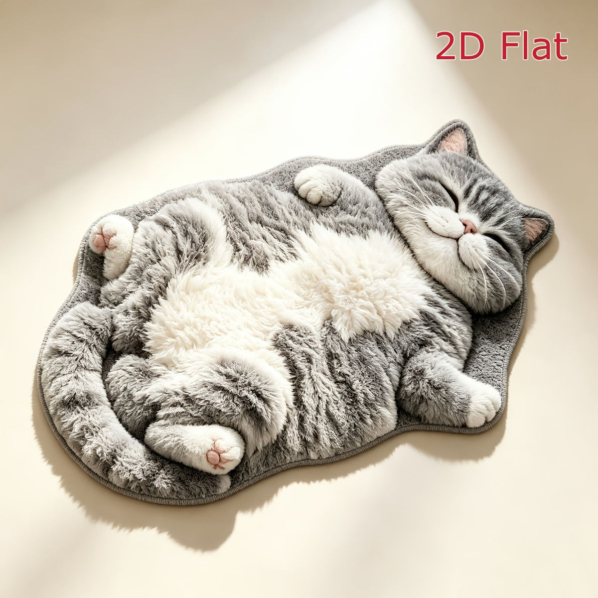 2D Simulated Reclining Cat Plush Mat