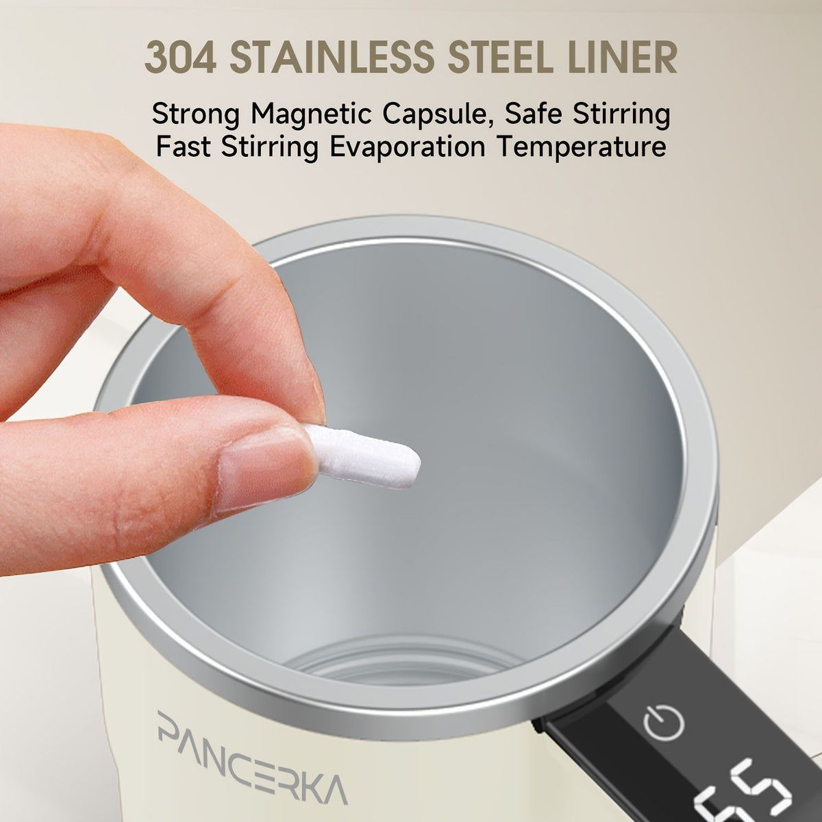 Rechargeable Self-Stirring Mug with LED Temperature Display