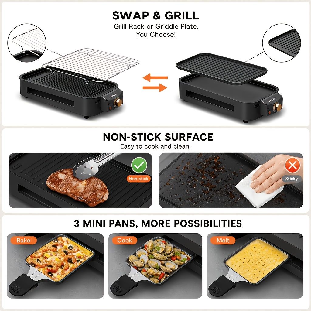 Electric BBQ Grill Nonstick Adjustable Temperature