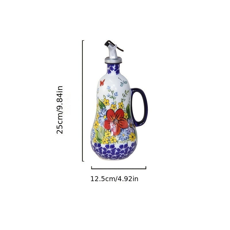 Hand Painted Ceramic Oil Dispenser with Pump