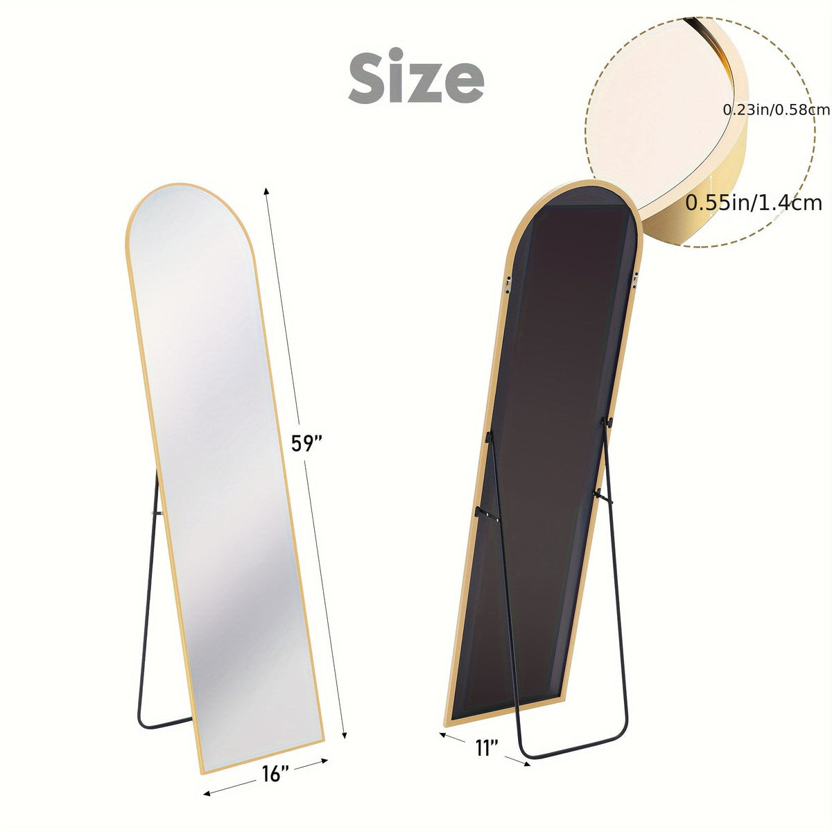 Arched Full Body Floor Mirror with Stand