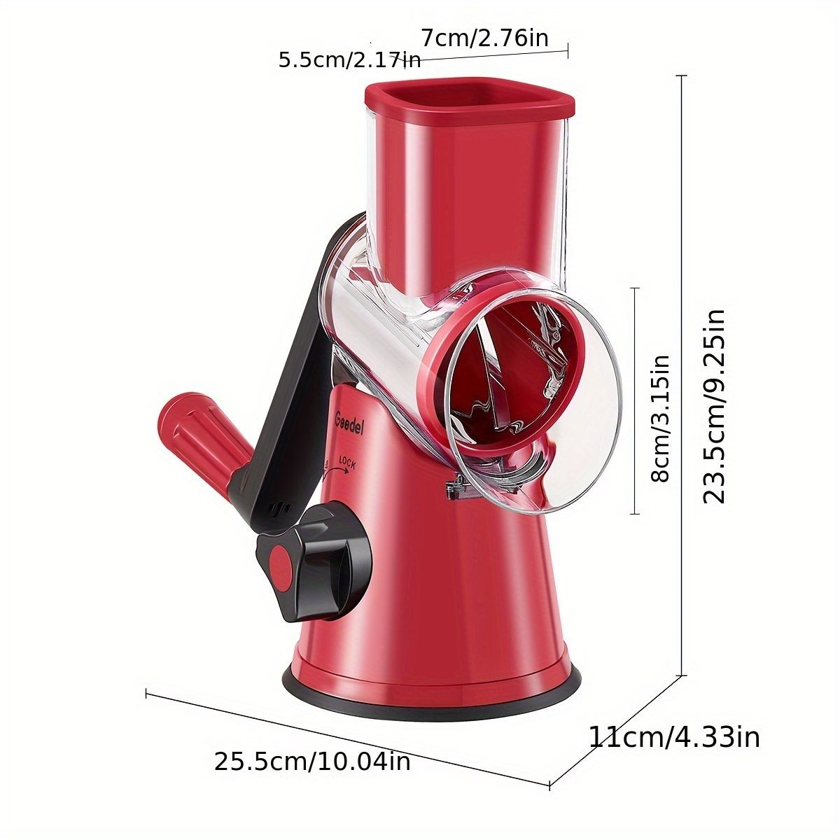 Crank 3-Blade Cheese and Vegetable Grater with Suction Base