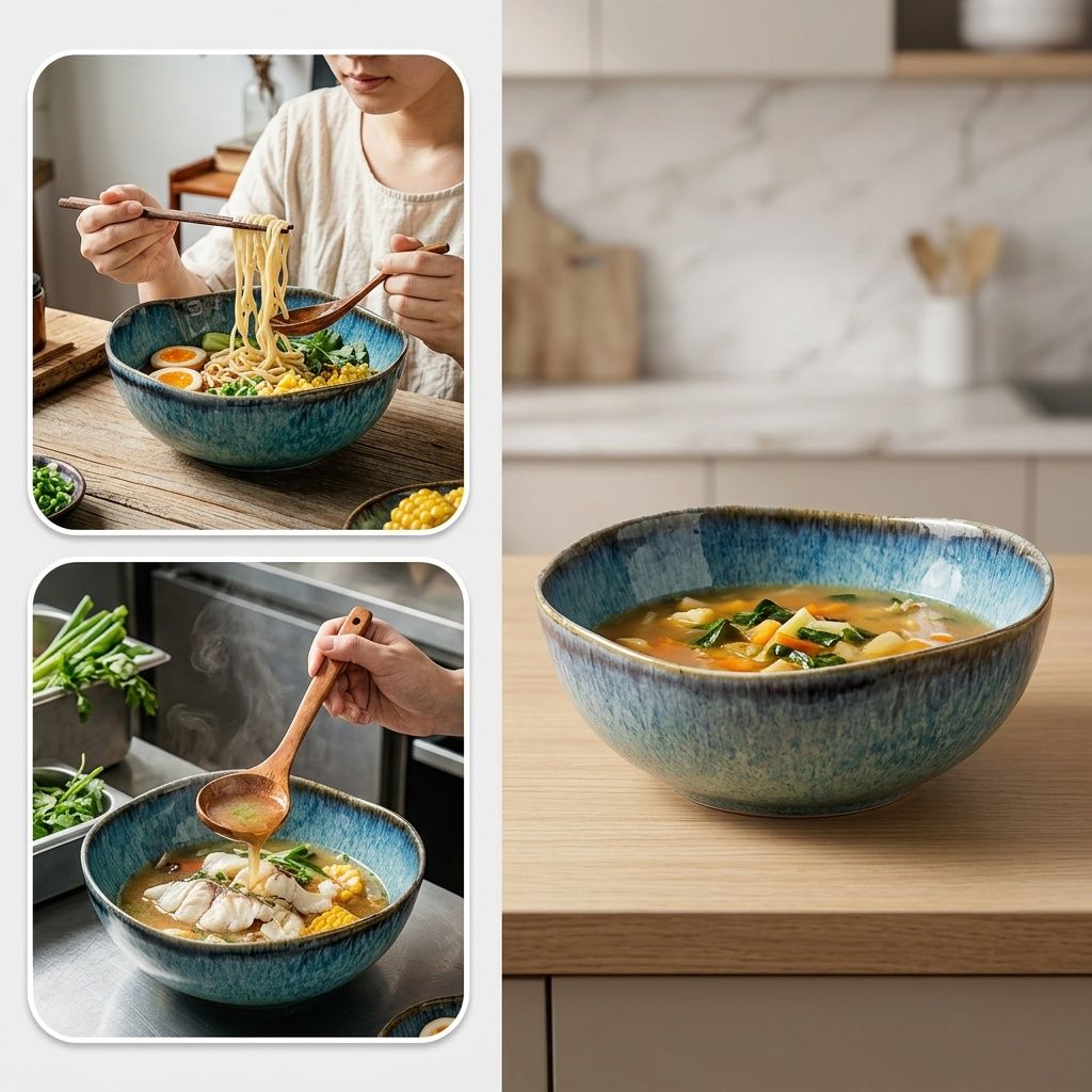 9.5 Inch Asymmetrical Ceramic Soup Bowl