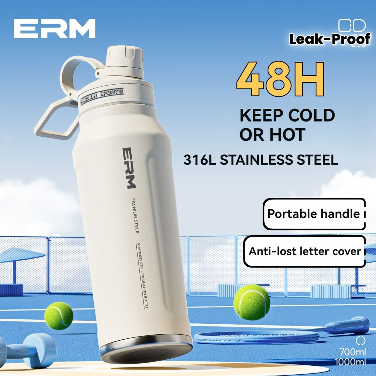 Insulated Stainless Steel Water Bottle with 2 in 1 Straw Spout