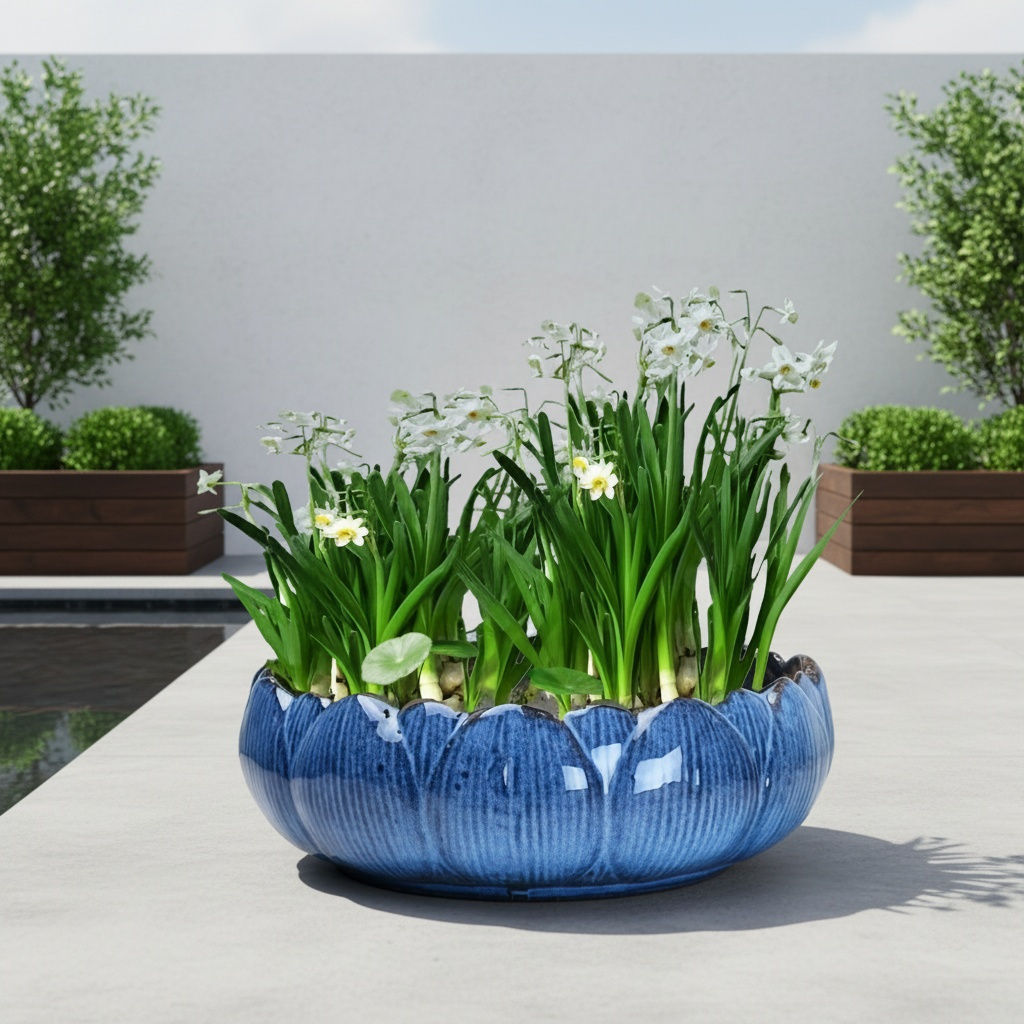 Hydroponic Ceramic Flower Pot for Water Lily and Lotus
