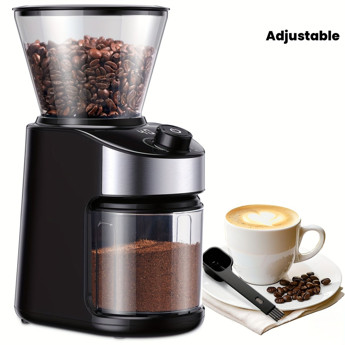 Electric Burr Coffee Grinder with Digital Timer 25 Grind Settings