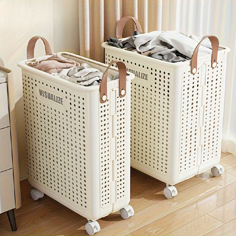 Rolling Laundry Cart With Lid And Handles