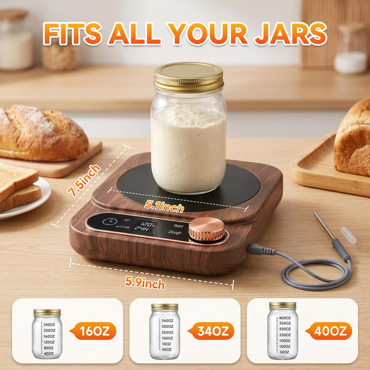 2-in-1 Sourdough Bread Maker with Temperature Probe