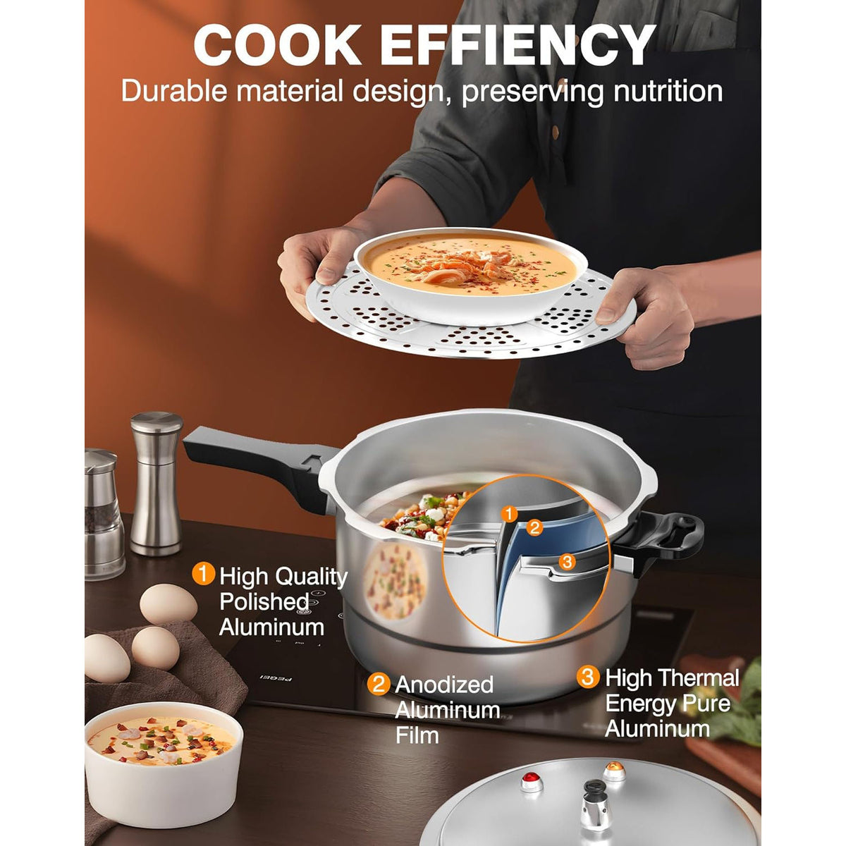 Aluminum Pressure Cooker with Canner Rack