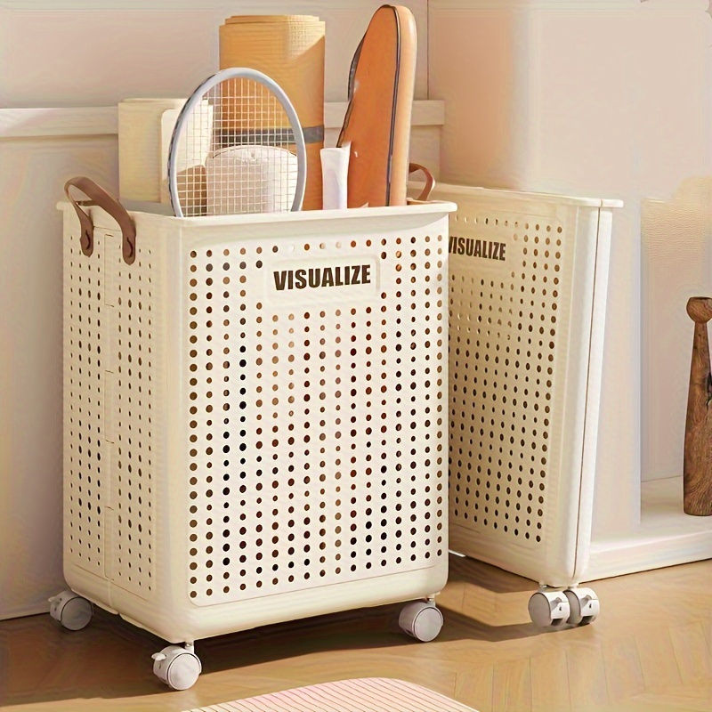 Rolling Laundry Cart With Lid And Handles