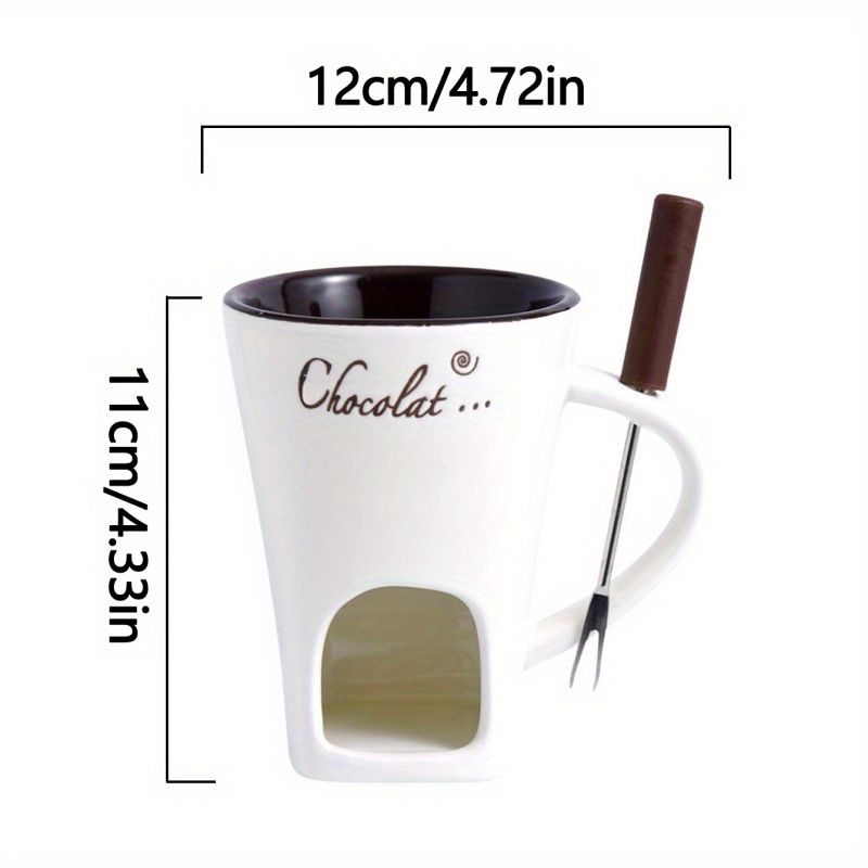 Ceramic Chocolate Melting Pot Set with Fork