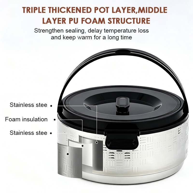 5-Piece Stainless Steel Insulated Pot Set with Spoons