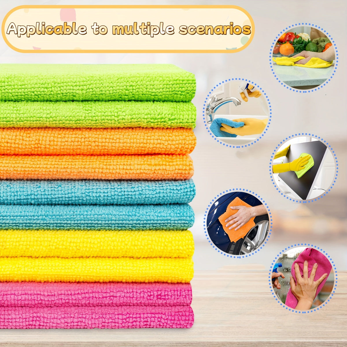 Colorful Multi Purpose Microfiber Cleaning Towels 50 Pack