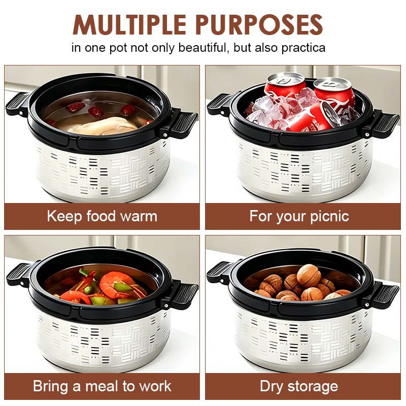 5-Piece Stainless Steel Insulated Pot Set with Spoons
