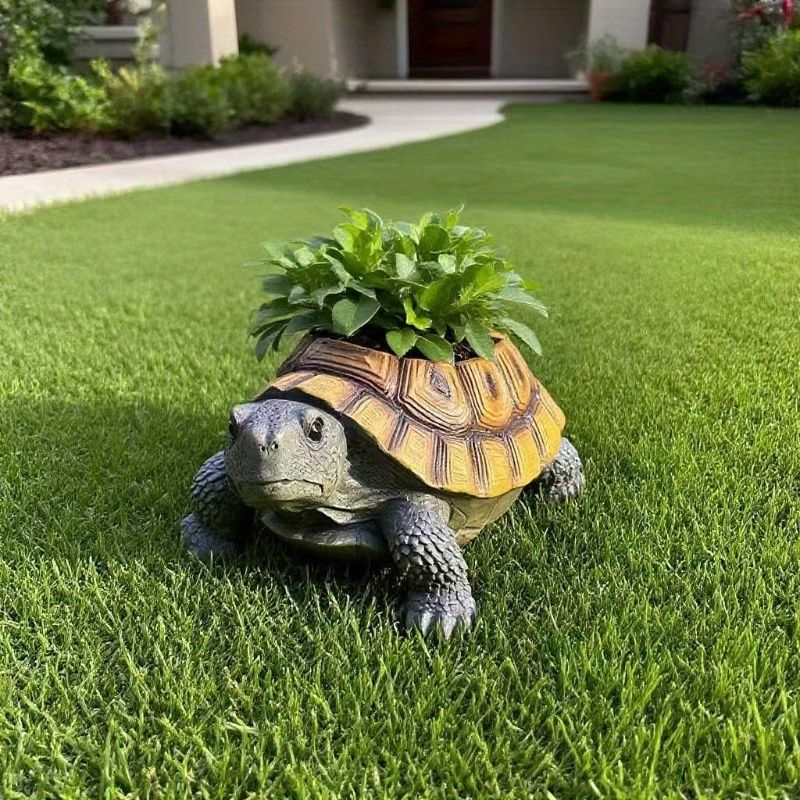 Turtle Resin Planter with Drainage Hole