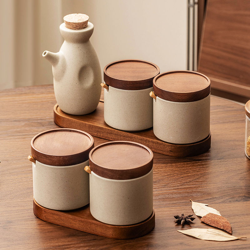 Multifunctional Food Storage Jar and Seasoning Container Set with Tray