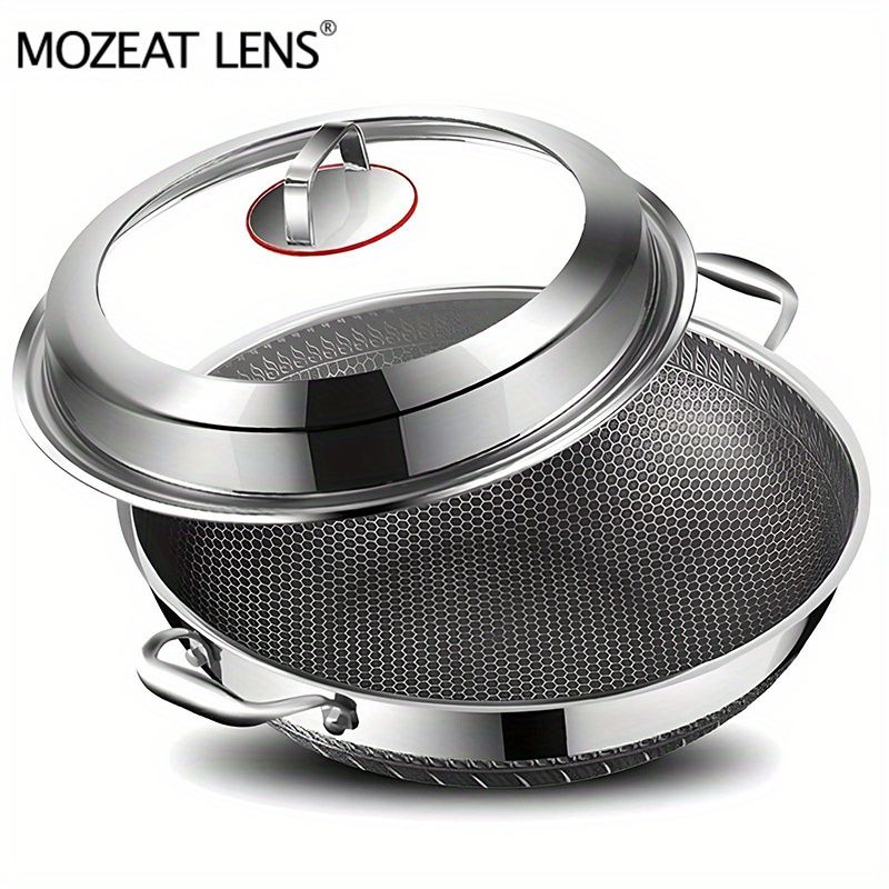 13.4-Inch Stainless Steel Double-Handled Soup Pot and Frying Pan with Lid