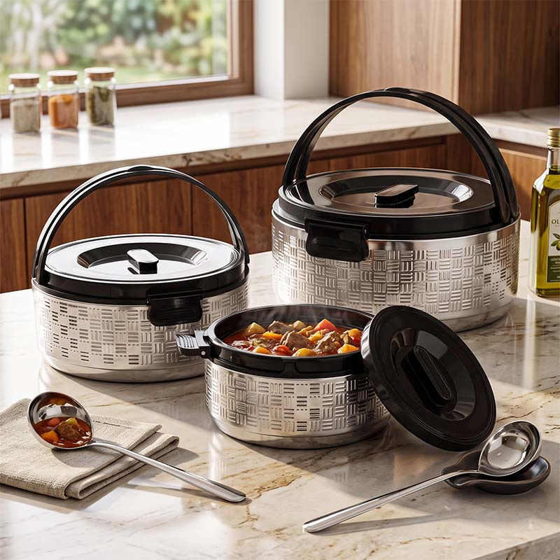 5-Piece Stainless Steel Insulated Pot Set with Spoons