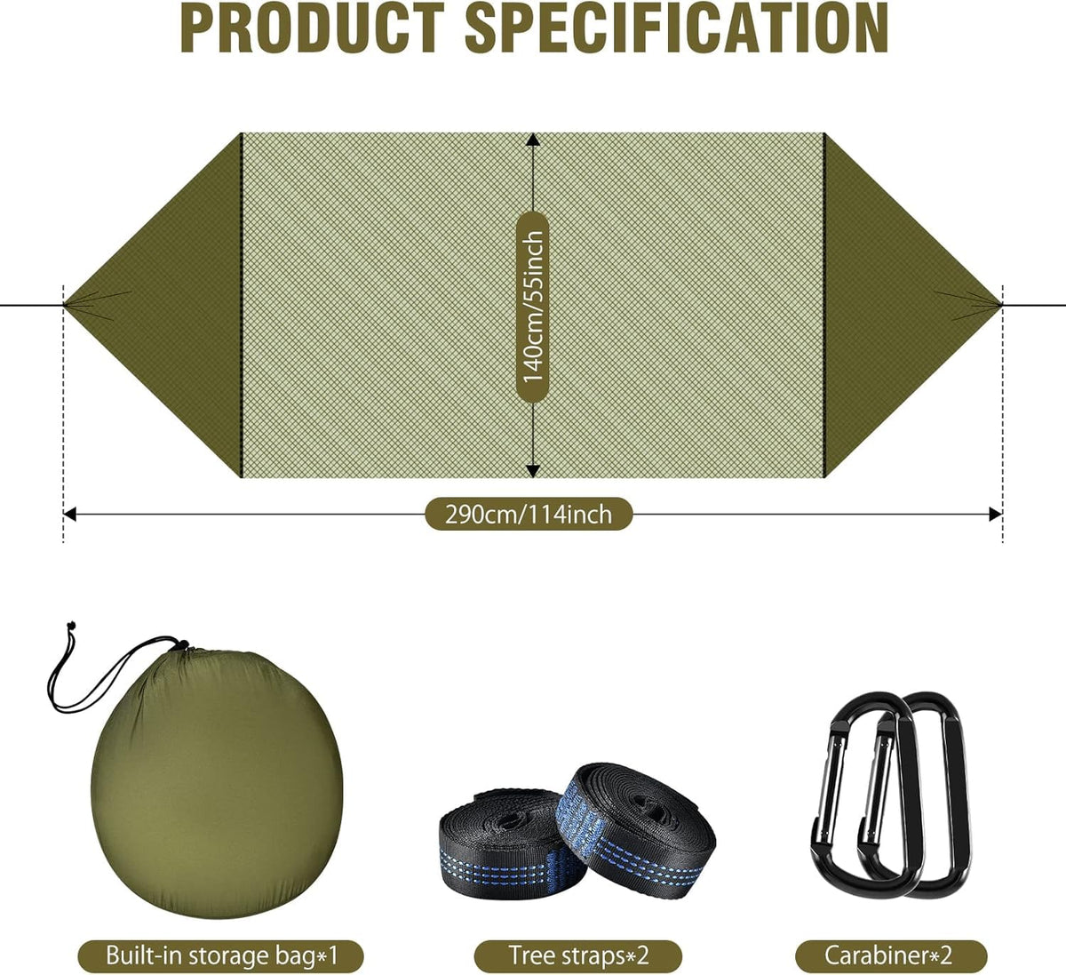ITOPFOX Parachute Nylon Camping Hammock with Mosquito Net and Tree Straps