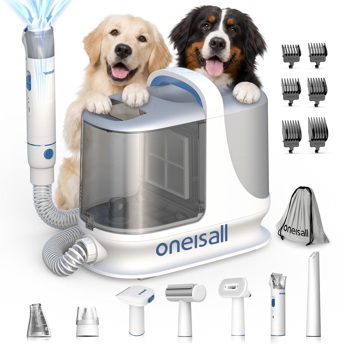 oneisall White Pet Grooming Vacuum Kit CW16028