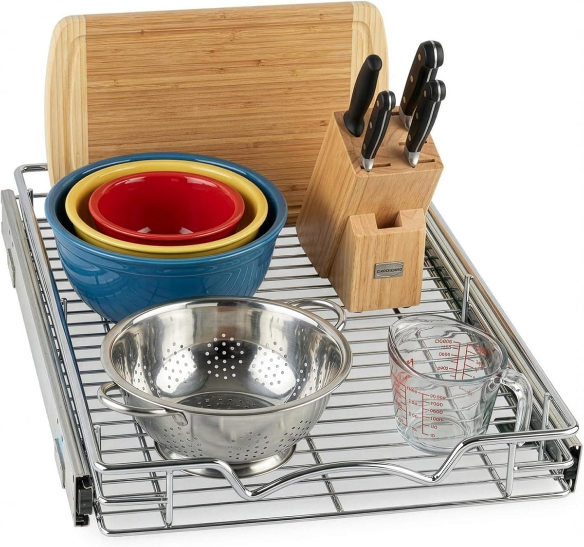 1-Tier Steel Pull-Out Cabinet Organizer Chrome