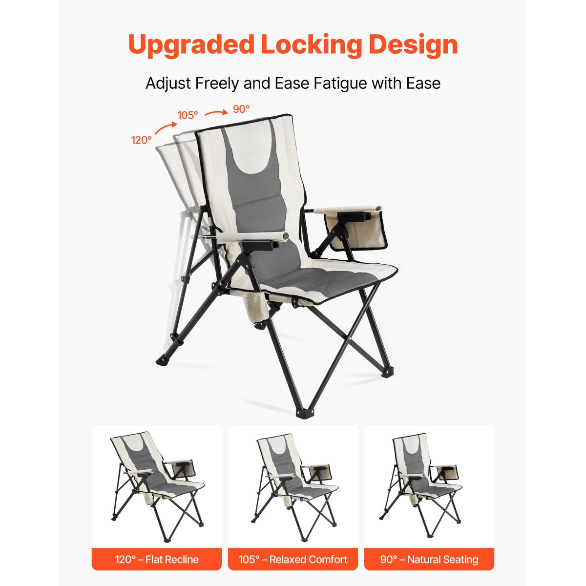 VEVOR Folding Camping Chair with Reclining Positions and Armrests