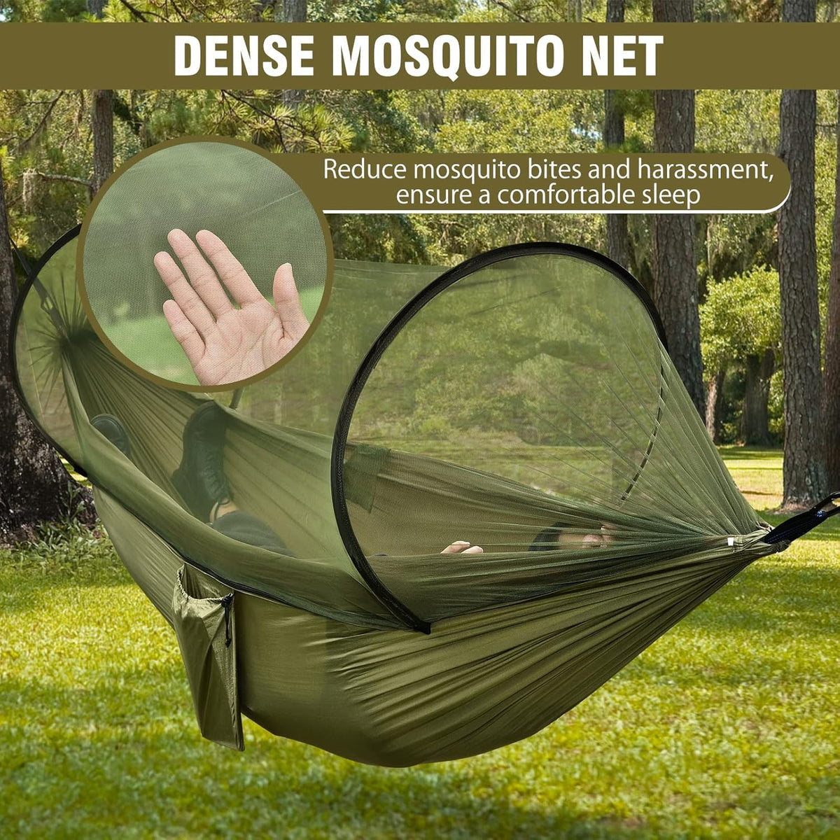 ITOPFOX Parachute Nylon Camping Hammock with Mosquito Net and Tree Straps