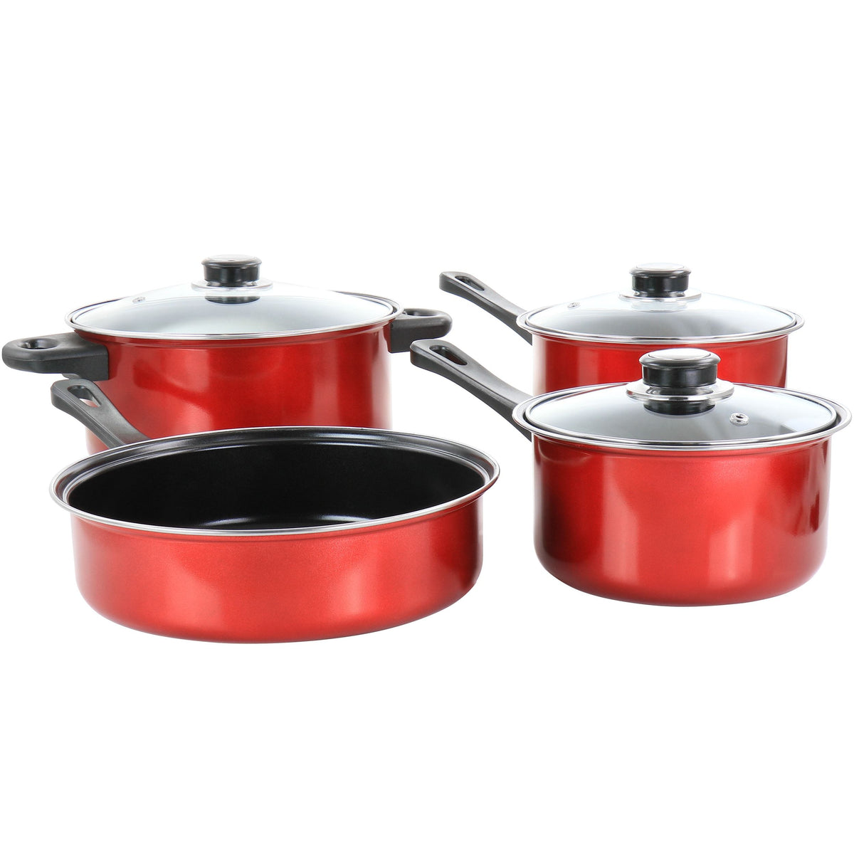 Gibson Everyday 7-Piece Nonstick Steel Cookware Set with Lids