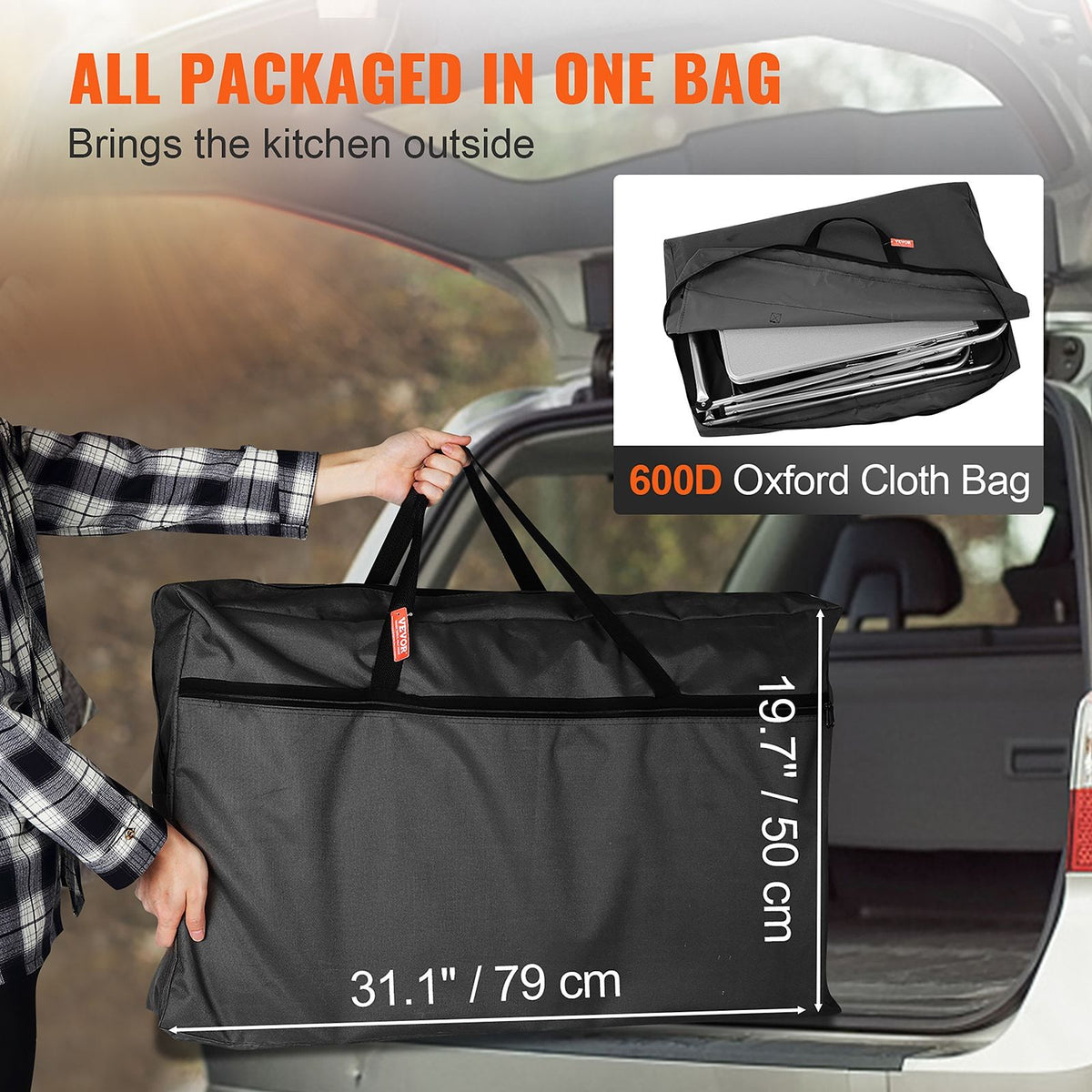 VEVOR Aluminum Folding Camping Table with Windscreen and Storage Bag