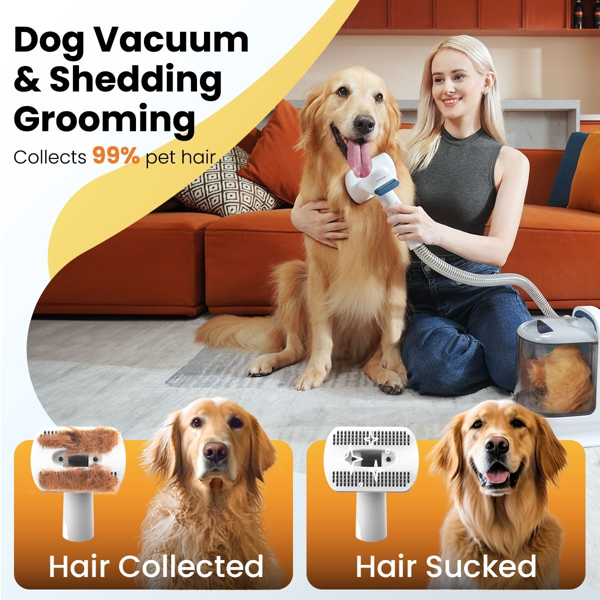 oneisall White Pet Grooming Vacuum Kit CW16028