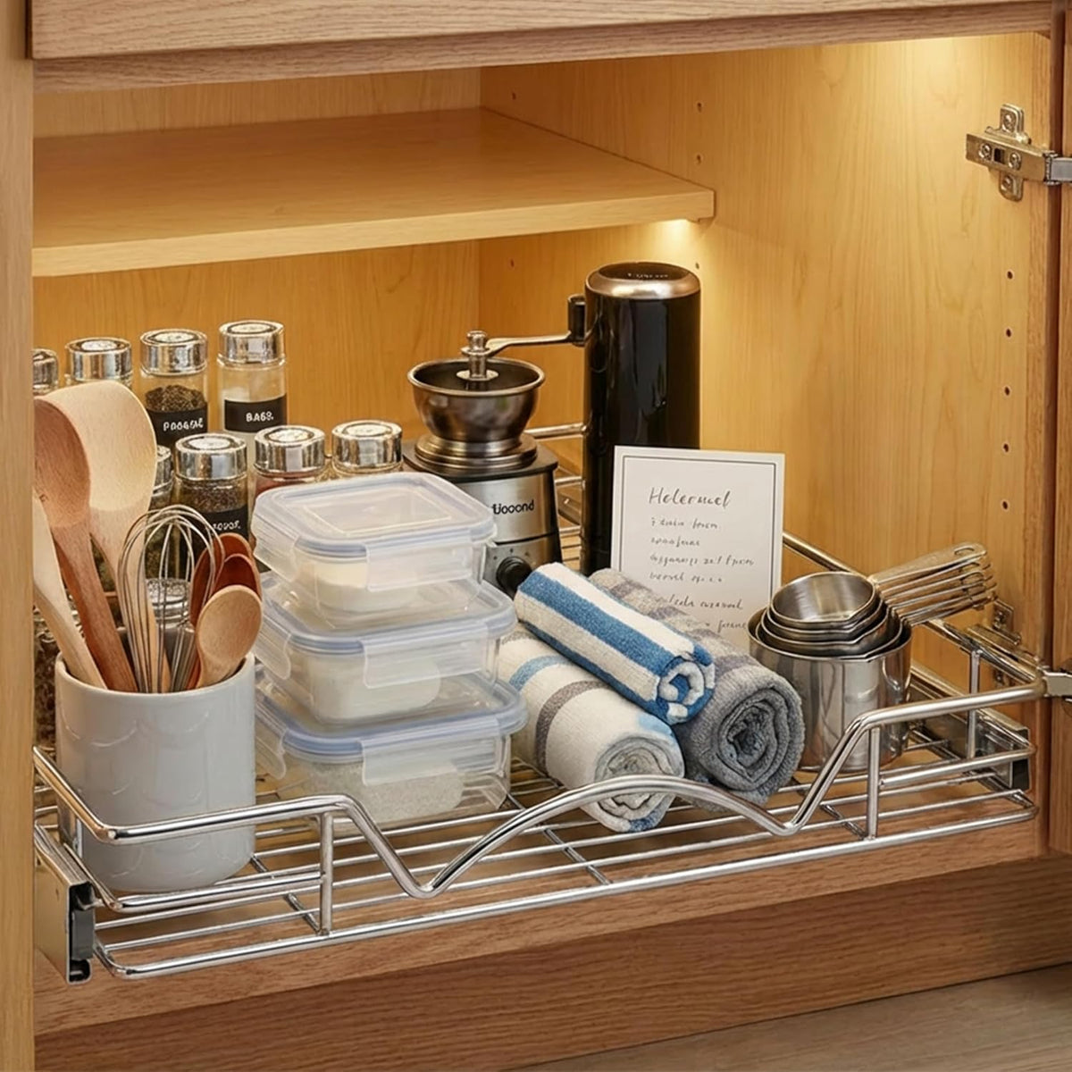1-Tier Steel Pull-Out Cabinet Organizer Chrome