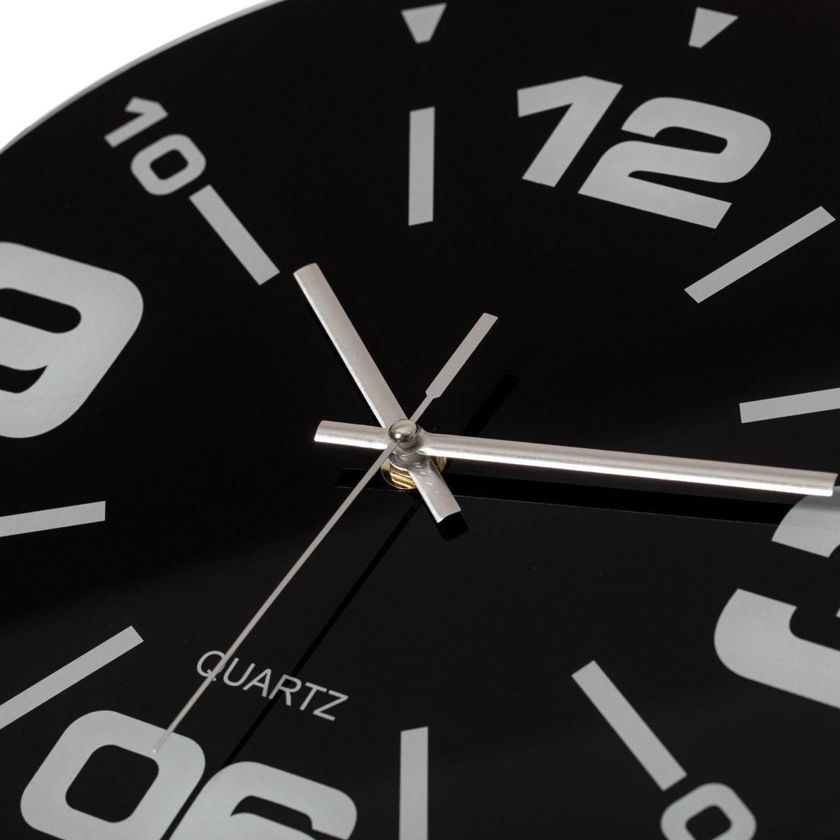 Modern Round Analog Wall Clock Black