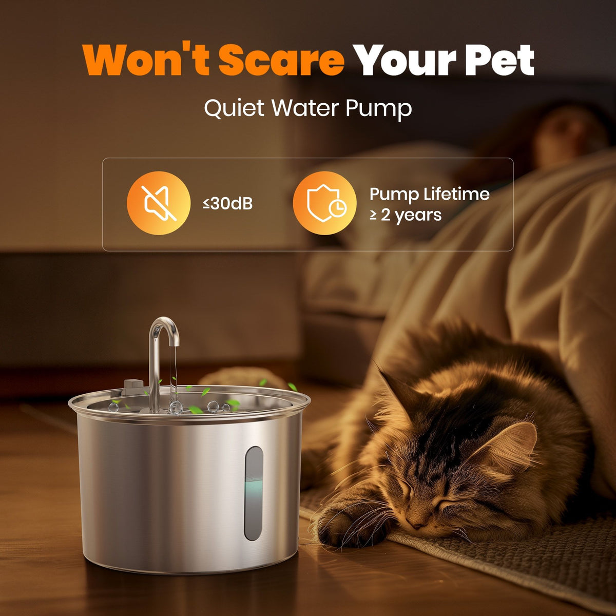 oneisall Stainless Steel Cat Water Fountain PW01SBU