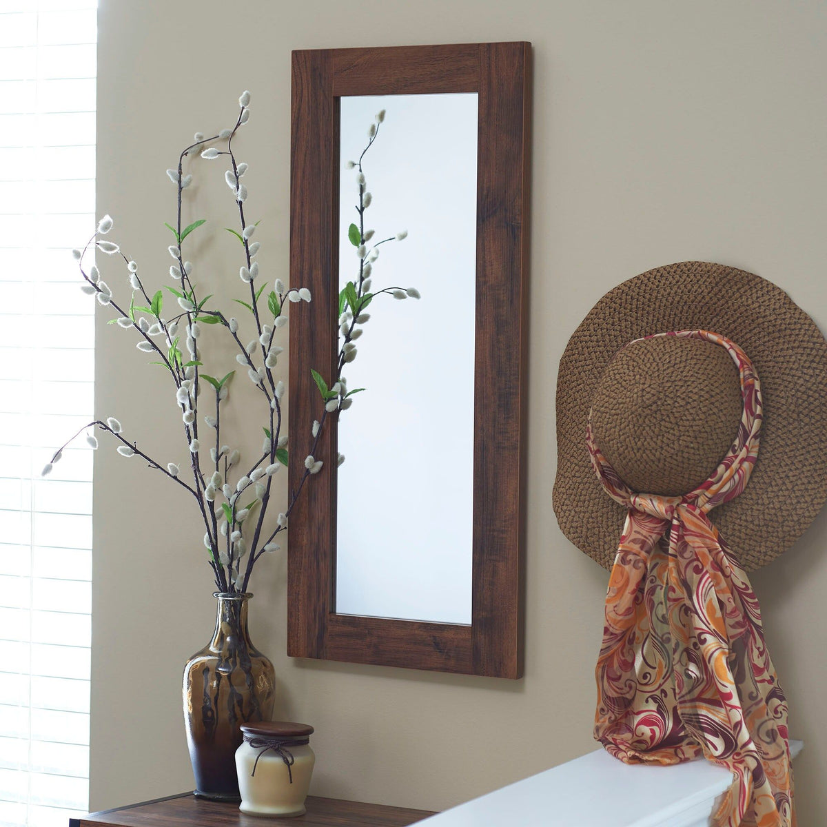 Household Essentials Rustic Hickory Rectangle Wall Mirror HH8118-1