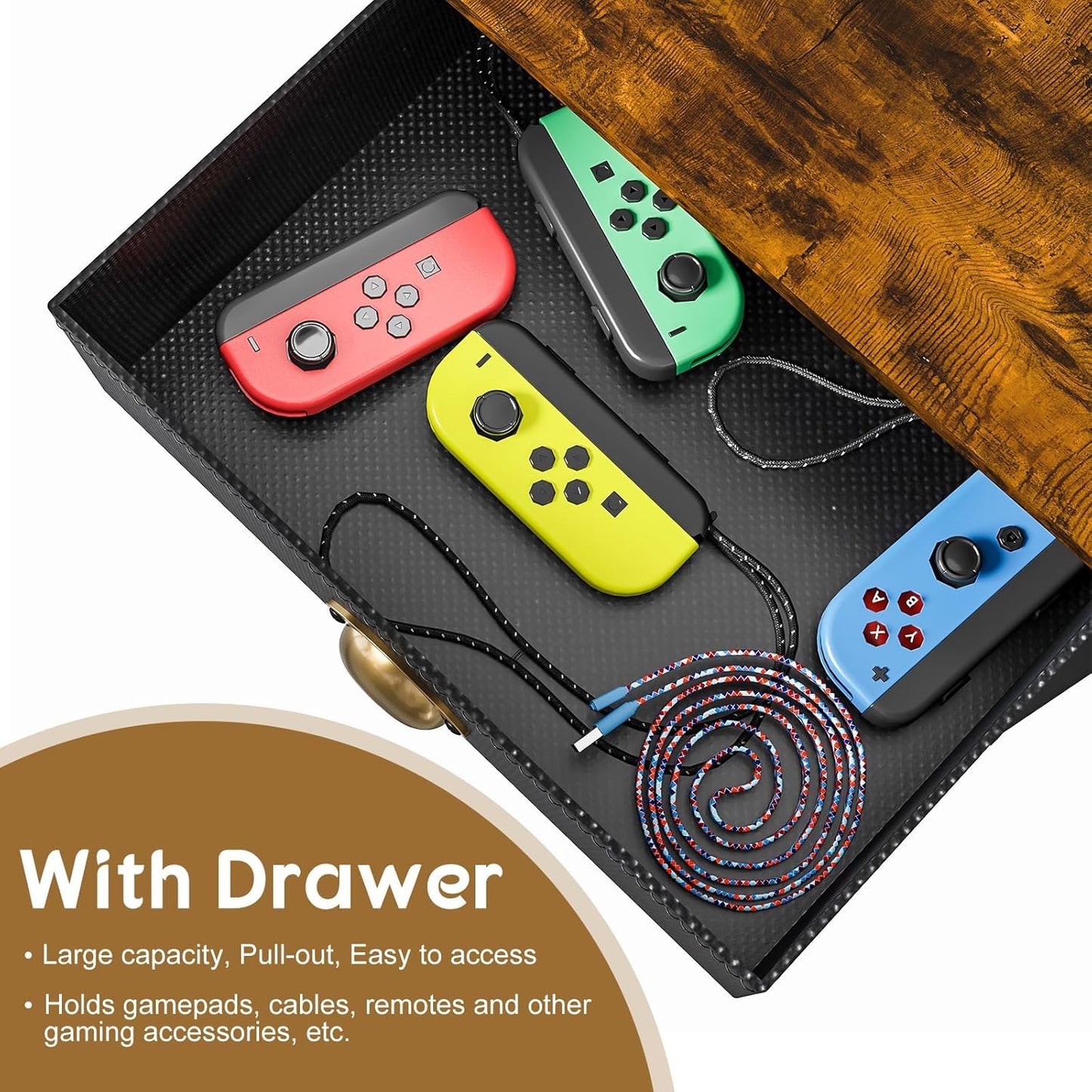 4-Tier Media Storage Tower with Drawer, Console Stand for PS5/Xbox/Switch